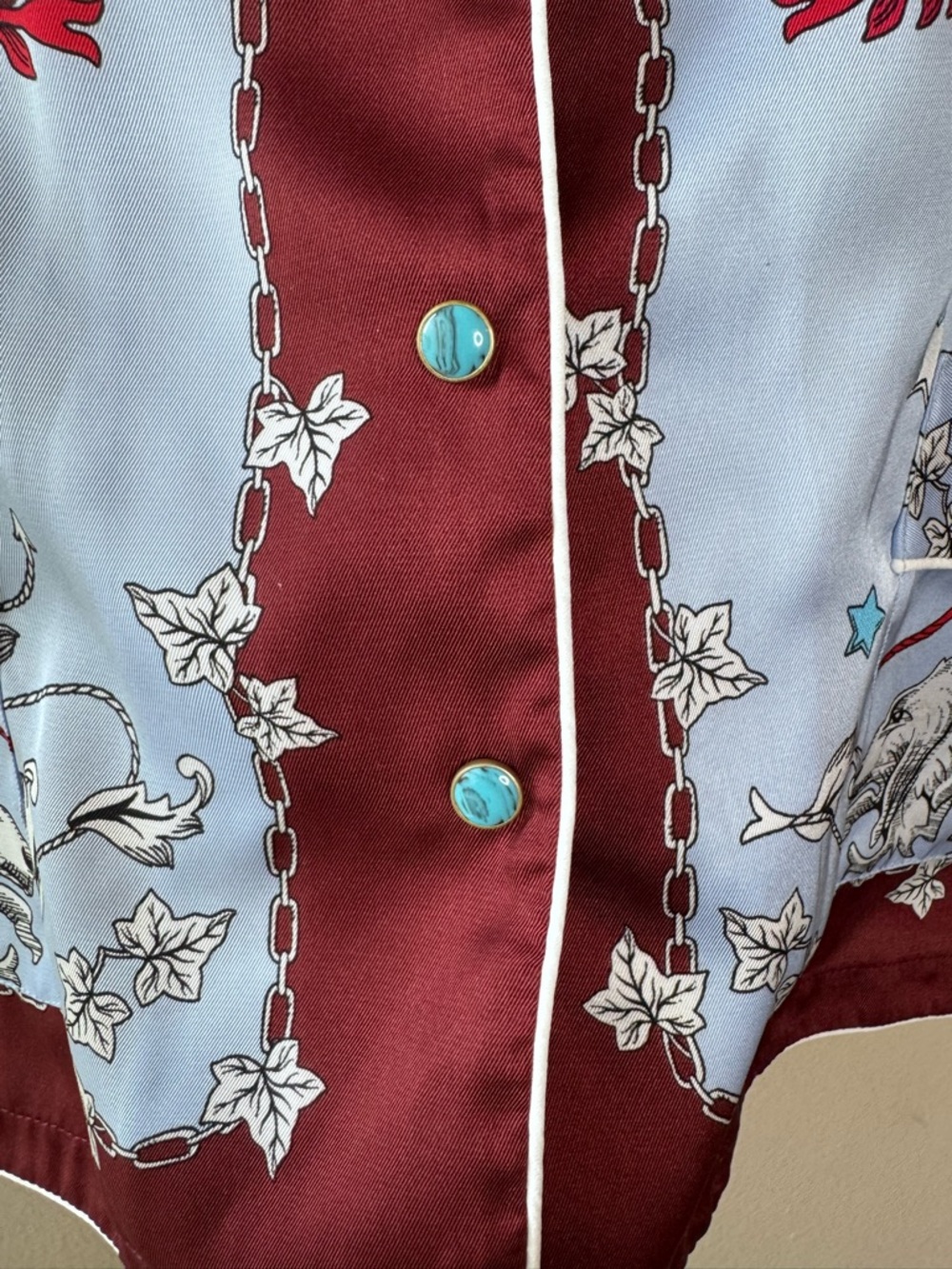 Sandro Paris Printed Pyjama -Style Satin Twill Shirt - Picture 6 of 13